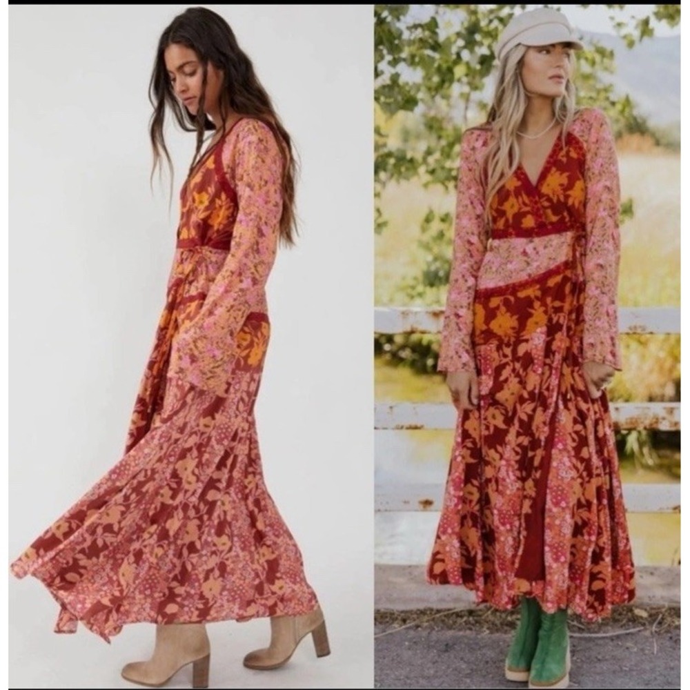 Free People Bohemian Retro 70s Gypsy Fall Floral Tilda Maxi Dress NEW - Picture 1 of 13